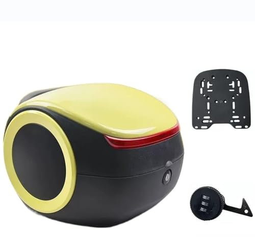 EMENAR Top Box Motorbike with Combination Lock, Motorcycle Trunk Top Case Waterproof Large Capacity Storage Box for Scooters and Quads (Color : Yellow)
