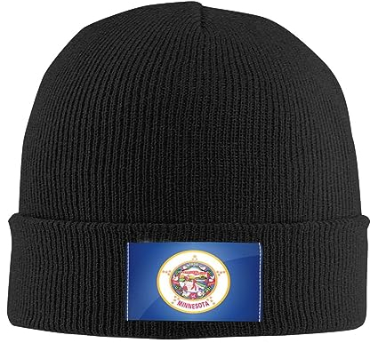 501 Beanie Mütze Minnesota-Staatsflagge Schwarz Wintermütze Unisex Strickmütze Warm Beanie Hat Für Radfahren Laufen Fischen