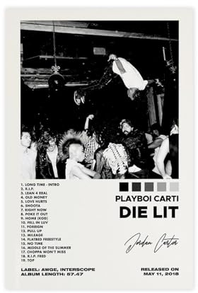 Yeepi Playboi Carti Poster, beleuchtetes Poster, Albumcover, Poster, Leinwandposter, Schlafzimmer-Dekor, Sportlandschaft, Büro, Raumdekoration, Geschenk, ungerahmt, 30 x 45 cm