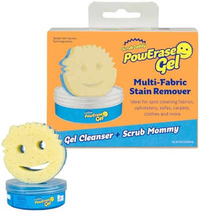 Scrub Daddy Powerase Gel Teppichreiniger und Fleckenentferner – für Kleidung, Teppich- und Polsterreiniger Sofa Paste für Leder, Autoteppich, Couch - Reisewaschmittel inkl. Scrub Mommy Schwamm