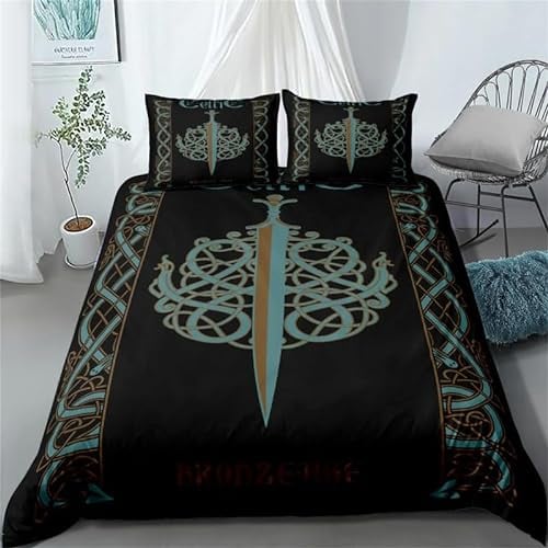 oneforus Vikings Bettbezug Set 3D Digital gedruckt Odin Viking Bettwäsche Set Bettwäsche Twin Double King Size Quilt Bettbezug