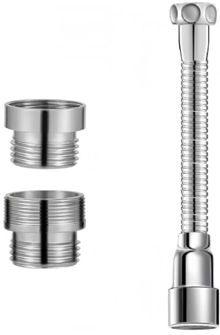 1 Pezzi Rubinetto Prolunga, 20cm Prolunga Rubinetto, Tubo in Acciaio Inossidabile, Prolunga Rubinetto Lavello, Con 2pzs Adattatore per Rubinetto in Metallo, Per Rubinetto, Cucina e Bagno
