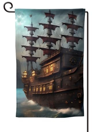 Breaux Fantasy Piratenschiff-Druck, dekorative Flagge, 32,5 x 45,7 cm, für den Außenbereich, kleine Flagge (nur Flagge)