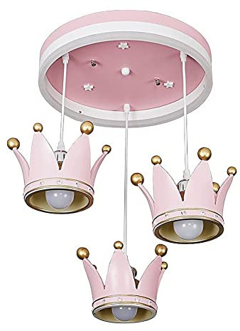 Deckenleuchte Wohnzimmerlampen Deckenleuchte mit rosa Krone, moderne Cartoon-Prinzessin, Zimmer-Deckenleuchte mit Fernbedienung, for Jungen und Mädchen, Schlafzimmer, Kindergarten, Bekleidungsgeschäft