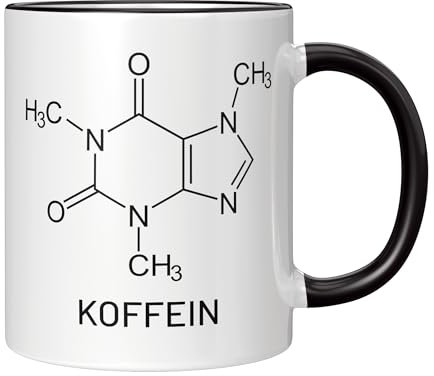CupHaven® Chemie Tasse Koffein Strukturformel Chemiker Chemielaborant Chemikant Kaffeetasse Kaffeebecher Becher Geschenk Geschenkidee (Weiß-Schwarz)