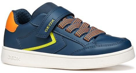 Geox J ECLYPER Boy A Sneaker, Navy/Lime Green, 32 EU
