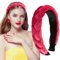 BETESSIN Samt Haarreif Dirndl Geflochten Stirnband Breit Haarband Vintage Gepolsterte Haarreifen Rockabilly Trachten Haarschmuck Kopfband für Damen und Mädchen Rot