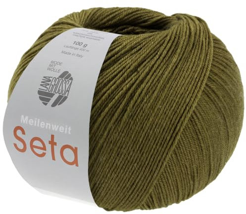 LANA GROSSA Meilenweit Seta | Sockengarn mit Seidenanteil, waschmaschinenfest | Handstrickgarn 55% Schurwolle (Merino), Polyamid, & Seide | 100g Wolle zum Stricken & Häkeln | 400m Garn FB46