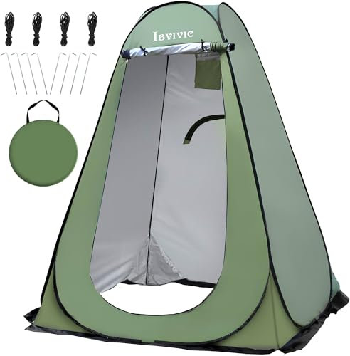IBVIVIC Tenda da doccia pop-up, da campeggio, con borsa per esterni, spiaggia, pesca, campeggio, trekking, 150 x 150 x 190 cm, verde