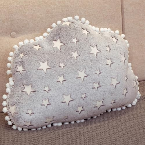 champracer Stern Plüsch Kissen, Plüsch Kissen Spielzeug, Hausdekoration Dekokissen, Stern Mond Wolke Weich Kissen, Sternkissen Leuchtend für Schlafzimmer, Sofa, Couch, Wohnzimmer (Wolken,40 cm)