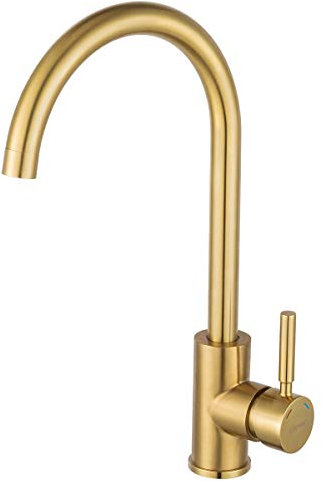 Gappo Goldfarbene Küchenarmatur mit herausziehbarem Sprüher, goldener Küchenspüle-Wasserhahn für 1 oder 3 Löcher, moderne Edelstahl-Spültischarmatur