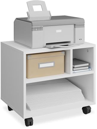 Relaxdays Rollcontainer mit 3 Fächern, Büro Beistellcontainer, mit Rollen, Büroschrank, HxBxT: 35,5 x 40 x 30 cm, weiß