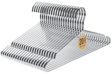 Jiang&Rong 20 Stück Metall Kleiderbügel, Platzsparend,rutschfest | 41,5 cm Robuste Metall-Kleiderbügel für Erwachsene, Rutschfeste Kleiderbügel, Langlebige Silberfarbene Kleiderbügel