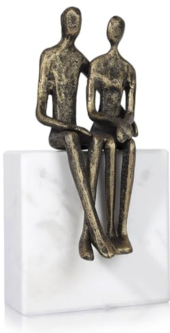 saiguomi Marble and Together Iron Sculpture, Wedding Anniversary Couples Gift for Couple/Her, Gifts for Wife Husband Birthday, Romantic Couple Statue