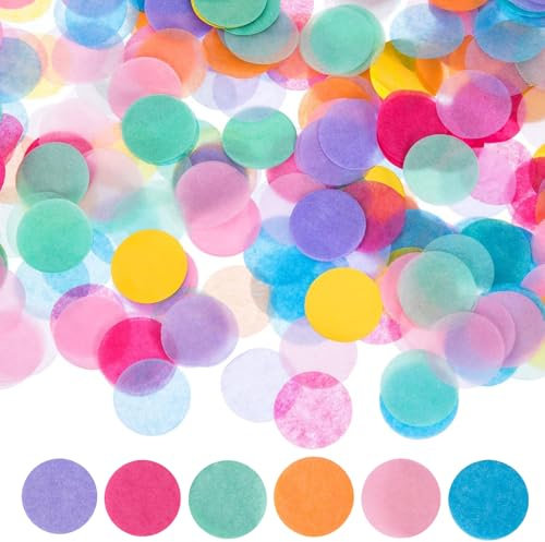 100g Konfetti Bunt,Mehrfarbig Runde Streudeko 2.5cm Groß Konfetti Geburtstag Pastell Mehrfarbig Runde Papierreste für Luftballons Geschenkbox Geburtstag Hochzeit Party Dekoration