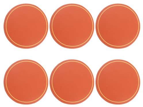 QUARKZMAN 6 Pcs sous-Verres en Cuir, sous-Verres Ronds pour Table Basse Cadeaux De Pendaison De Crémaillère Déco Maison (4 Pouces, Orange)