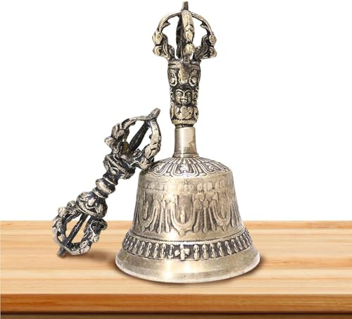 Glocken und Dorje Set für tibetische buddhistische Meditation | Dorje Vajra Bells Bells, Dharma Objekte Hausdekoration für Meditation, | Glocke von handgefertigten Dharma -Objekten