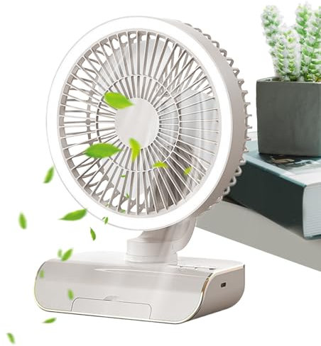 Generico Fan da tavolo oscillante, ventola portatile - 5 velocità piccole ventola di raffreddamento con telecomando - Ventilatore portatile ricaricabile da 2000Mah, radiatore 'aria per casa, studio