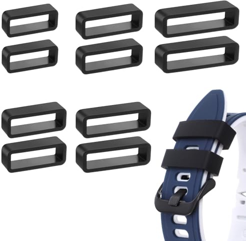 Hpmjz 20Pcs Watch Band Keepers, 14/16/18/20/22mm Silicone Watch Strap Retainer Holder Loop Watchband Replacement Watches Band Fastener Rings for Smart Sport Watchers Clasp Ring Accessories (Black)
