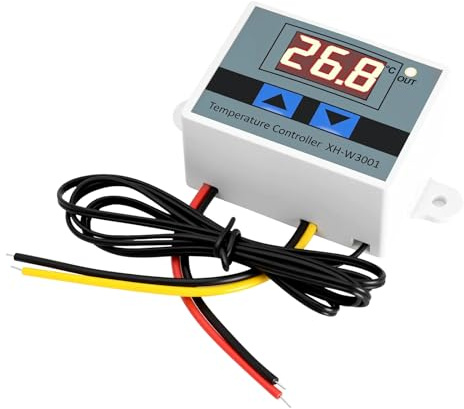 Thermostat Binghe Thermostat Numérique XH-W3001 AC 110V-220V/1500W avec sonde temperature, Interrupteur de température avec LED Display pour Incubation, protection thermique