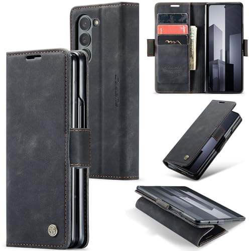 Sojlecyu Coque pour Samsung Galaxy Z Fold 6 Case à Rabat Pochette Portefeuille Etui Premium en Cuir PU Flip CaseHousse Protection Fermeture Magnetique Cover pour Samsung Galaxy Z Fold 6, Noir