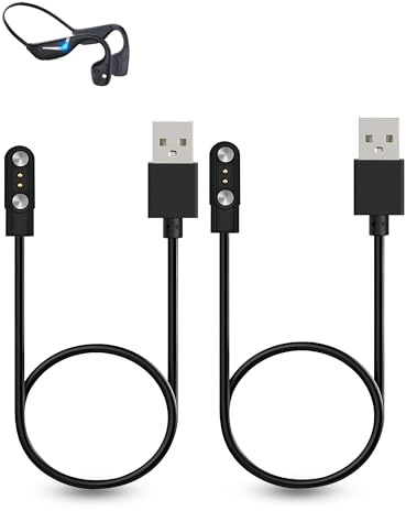 daunke 2-Pack Charging Cable for Monodeal DV68 Bone Conduction Headphones,Magnetic Adsorption Charging USB Cable,Portable Quick Charge,Sturdy and Durable,Black