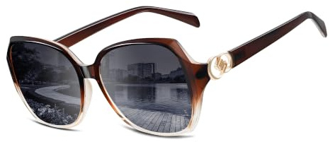 Wrimen Große-Sonnenbrille Damen-Polarisiert-Sunglasses Woman,Dunkelbraun