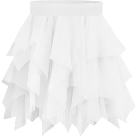 BSBUY Falda Tul Mujer, Falda Corto Mujer Cintura Elástica, Falda Mujer Tul Tutu Irregular, Falda Plisada de Mujer Casual de Gasa, Elegante Vintage para Ballet Prom Party