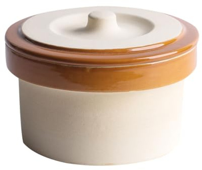 MOLUCKFU Bol en Céramique avec Couvercle 500 Ml pour Cuisson Vapeur, Bol à Riz Rétro, Vaisselle Pratique Cuisine Maison, Marmite Individuelle Adaptée Micro-ondes et Cuisson Douce