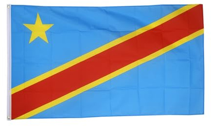 Flaggenfritze® Demokratische Republik Kongo Flagge 150 x 250 cm - große kongolesische XXL Nationalfahne (Kinshasa) + Gratis Aufkleber