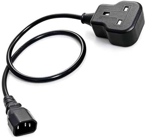 IEC C14 Male to UK 3-Pin Female Power Lead, 0.6m, 13A Fused, for UPS PDU | Connects IEC C14 Power Outlets to UK 3-pin Plugs, Ideal for UPS, PDU, Servers and Other Compatible Equipment