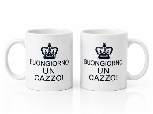 cecaro group Set 2 Tazze Mug in Ceramica 325 ml – Tazze Colazione con Scritta Divertente – Altezza 10 cm – Lavabili in Lavastoviglie – Idea Regalo Originale