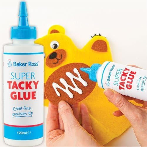 Baker Ross Super Pegamento Trasparente (botella de 120 ml) pegamento lavable, ideal para suministros de manualidades para niños