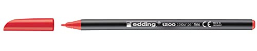Edding Filzstift mit Faserspitze 1200, rot, Nr. 2, Rundspitze, 0,5 mm (10 Stück)
