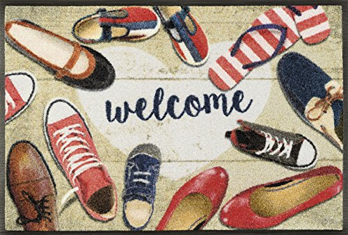 wash+dry Fußmatte, Shoes welcome 50x75 cm, innen und außen, waschbar