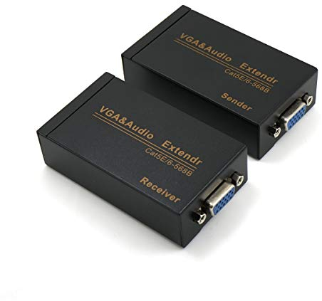 VKBAND Rallonge VGA sur câble Ethernet RJ45 jusqu'à 100 m (1 émetteur + 1 récepteur)