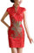 TENDYCOCO Robe Chinoise Mariage Traditionnel Cheongsam Slim Qipao Taille XL à Manches Courtes (Rouge)