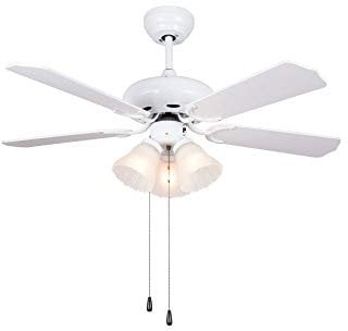Sulion- Ventilador de Techo con 3 Luces Integradas, 3 Velocidades, Blanco, 65 W | Activación en Cadena, Función Verano/Invierno | Iluminación y Ventilación