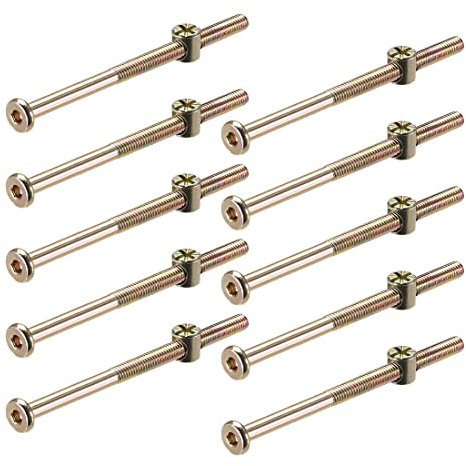 sourcing map Boulons Meuble Lit Ensemble écrous Vis tête hexagonale six pans creux baril M6 x 110mm 10sets