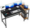 CubiCubi Schreibtisch, Computertisch mit 2 Ablagen auf der rechten oder linken Seite, 140 x 60 cm PC Tisch, Bürotisch fürs Büro Wohnzimmer, Stabil Stahlgestell Industrie-Design, Schwarz&Vintagebraun