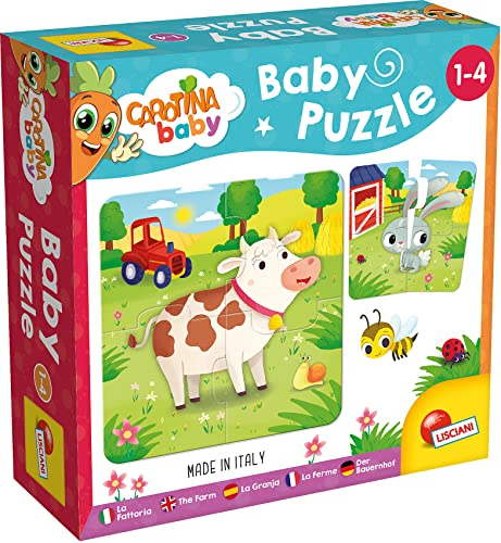 Lisciani - CAROTINA BABY - Bauernhof Puzzle - Lernspielzeug für Kinder mit Bauernhoftieren - Spielerisches Lernen - Made in Italy - Für Kinder von 1 bis 4 Jahren