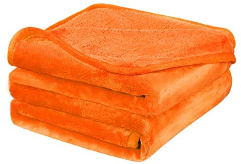 PiccoCasa Fleece-Bettdecke, Queen-Size-Größe, orange, 330 g/m², weiche, leichte Mikrofaser-Plüsch-Flanell-Decke, dick, für Couch, Sofa, Bett, Reisen, 228 x 228 cm