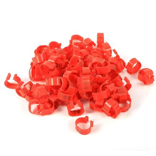 VIFER Geflügel Fußringe, 100 Stück Hühnerringe 16mm Hähnchen Identifikation Beinbänder Geflügel Band Hähnchen Beinringe für Hühner, Gänse, Enten, Vögeln, Tauben