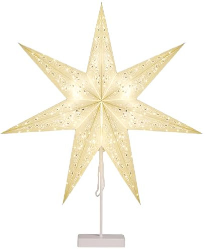 Casaria Stella di Natale Led in Carta con Base 60cm a Batteria Pieghevole Stelle Luminose in 3D
