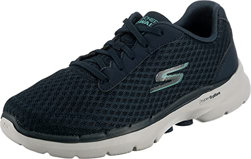 Skechers Damen Go Walk 6 Iconic Vision Sneaker, Navy Textile Turquoise Trim, 40 EU