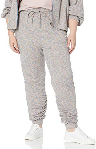 Kendall + Kylie Women's Plus Size Twisted Bottom Jogger, Tropic/Gray, 4X