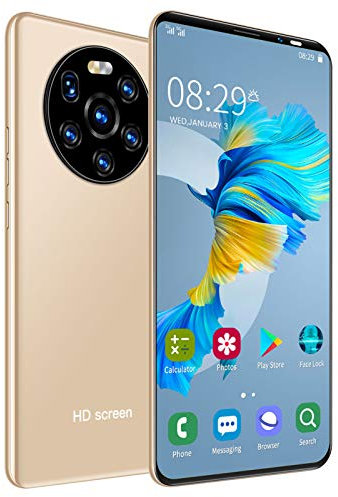 Telefono cellulare a schermo intero da 5,45 pollici HD, smartphone con doppia scheda da 1 + 8 GB e doppio standby, riconoscimento facciale e smartphone con sblocco dell(oro)