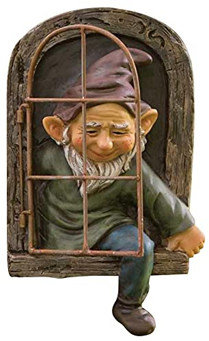 Gartenzwerg Statue Elfe Aus Der Tür Unvorstellbarer Baum Baumgesicht Skulptur Aus Dem Fenster Baumdeko Baum Garten Dekoration 8x14.5x15cm