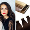 SEGO Tape Extensions Echthaar 20 Tressen/30 g Klebeband Haarverlängerung Haarteile 100% Remy Human Haar Kleber Dunkelbraun#2-1 22(55cm)-30g