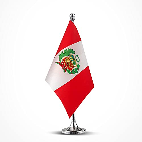 Peruanische Flagge, kleine peruanische Mini-Schreibtischflagge, verwendet für Tisch, Büro, Klassenzimmer, Zuhause, patriotische Veranstaltungen, Dekorationen